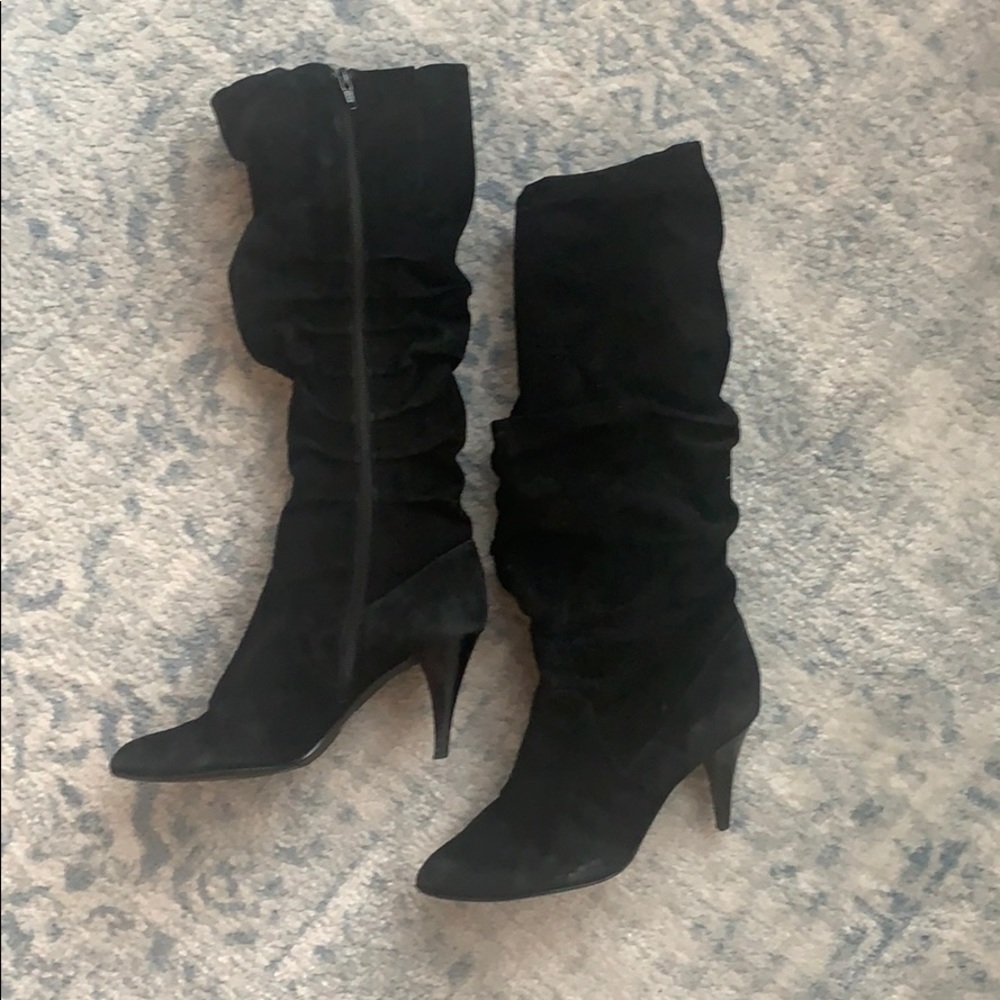 Tall suede slouch boot, black size 8.5